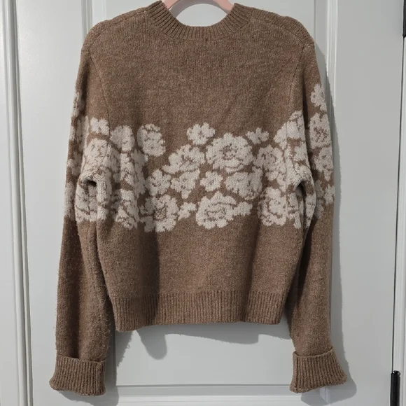 Floral Patterned Brown Sweater - Picture 3 of 3